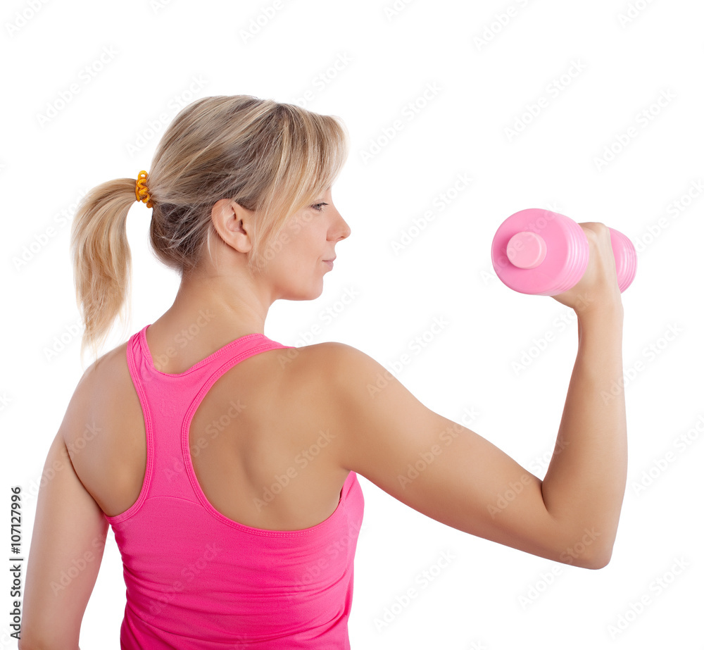 woman exercising with dumbbell woman exercising with dumbbell
