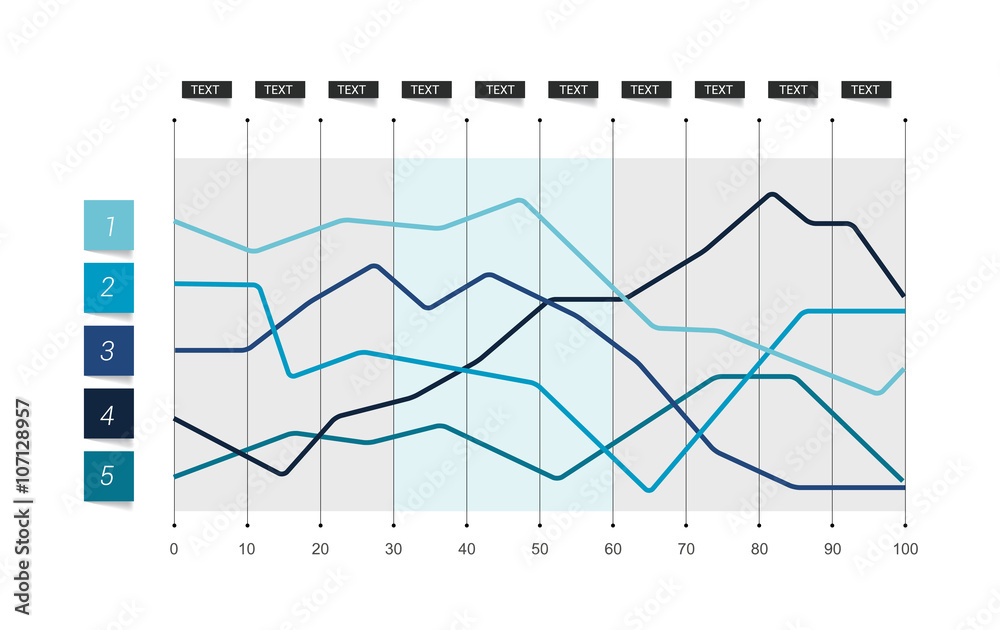 Flat chart. Lined graph. Simply color editable. Infographics elements
