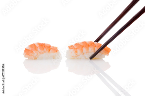 Nigiri sushi with shrimp.