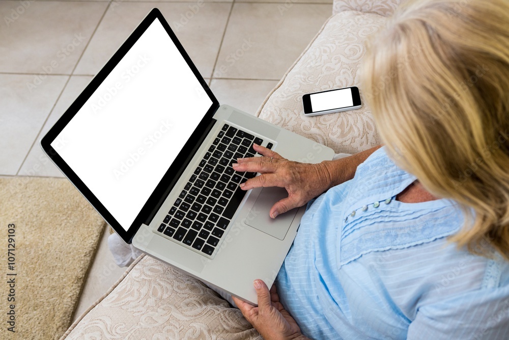 Senior woman using laptop at home Senior woman using laptop at home