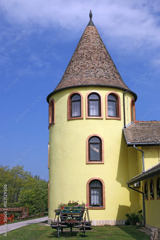 castle yellow tower East Europe