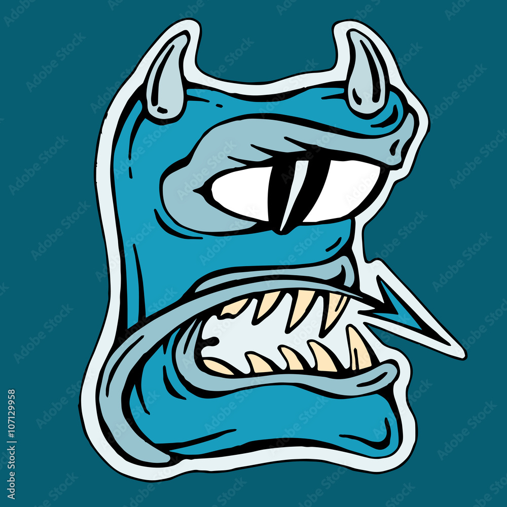 stylized blue letter E   isolated monster mutant 