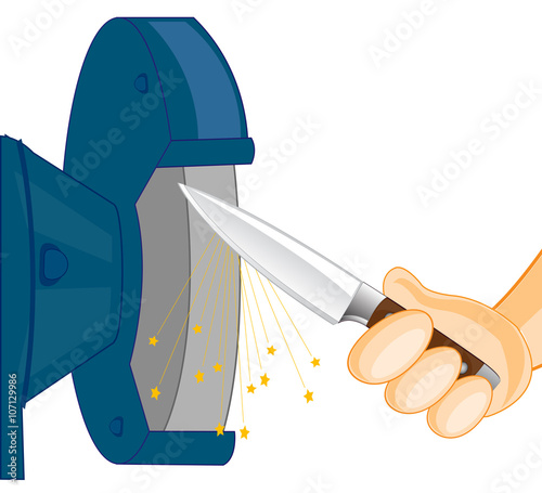 Sharpening the knife on tool
