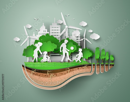 Sustainable City Concept in Light Bulb Shape