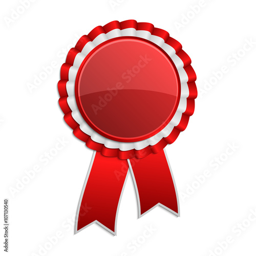 Red award rosette with ribbon