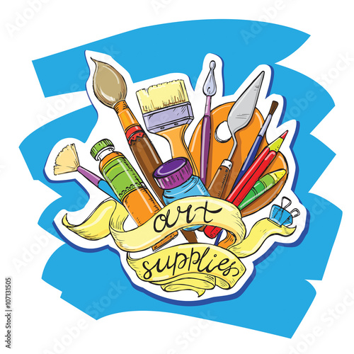 hand drawn sketch illustrationt art supplies