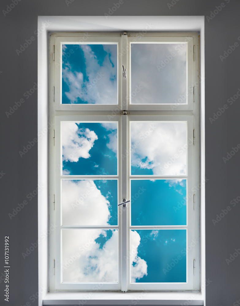 Classic white window and the clouds Classic white window and the clouds