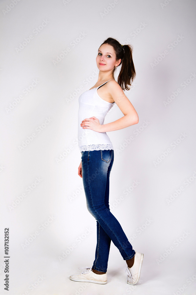 Fashion portrait of young sportine teenager girl Fashion portrait of young sportine teenager girl