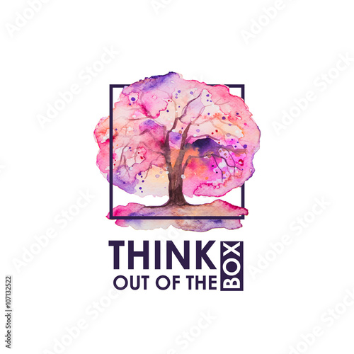Inspiring  inscription with Japanese tree of sakura. 