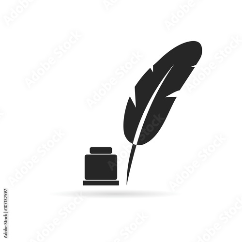 Feather with ink sign icon