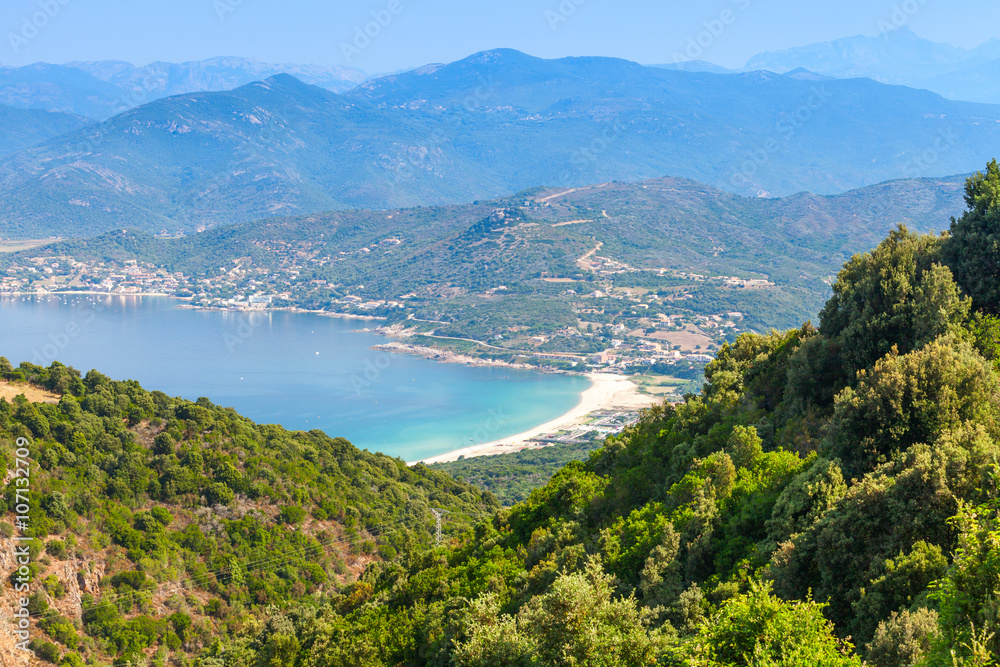 Coastal landscape of Corsica island. Piana