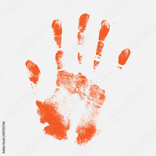 Hand print on grey background. Vector. Isolated