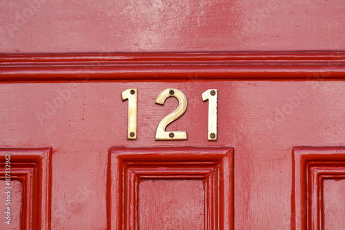 House number 121 sign