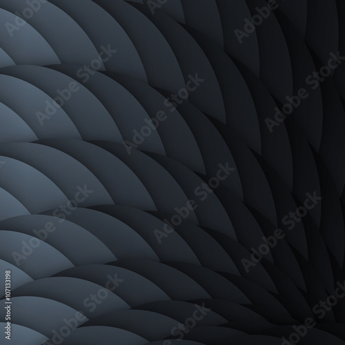 Black scales. Abstract geometric background with light effect.