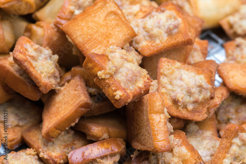 Fried bread with minced pork spread 