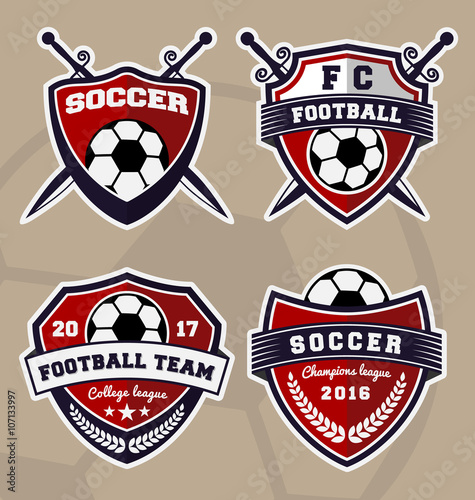 Set of soccer football badge logo design. Vector illustration