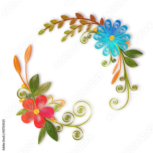 Vector color flower branch in quilling technique .