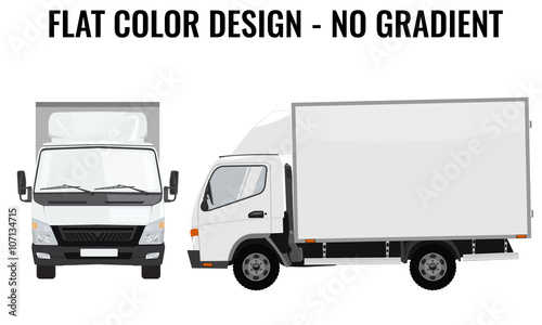 Vector small truck front side. Cargo delivery. Flat color