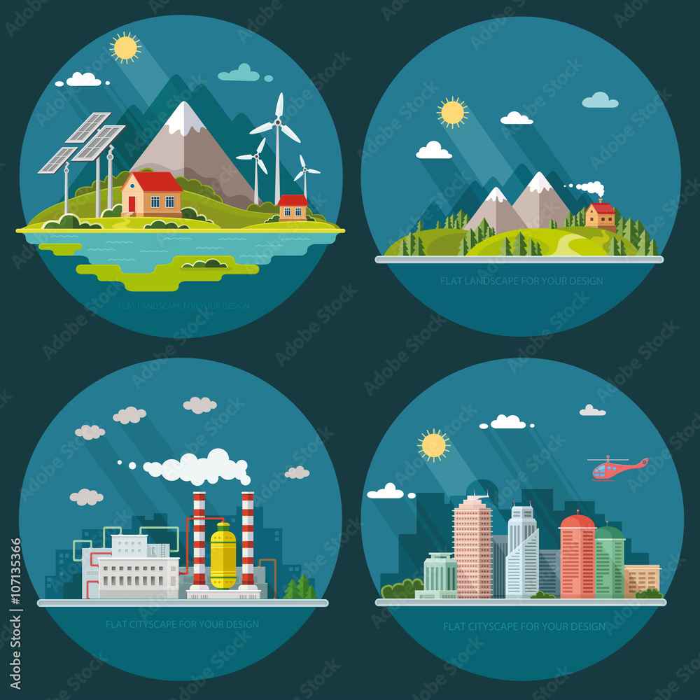 Set of icons of nature for your design. The theme of ecology, in