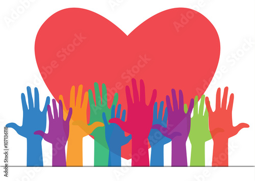 hands with heart background