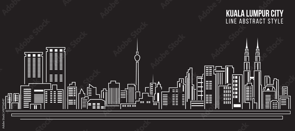 Fototapeta Cityscape Building Line art Vector Illustration design - Kuala Lumpur city