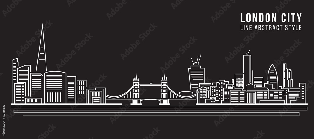 Fototapeta Cityscape Building Line art Vector Illustration design - London city