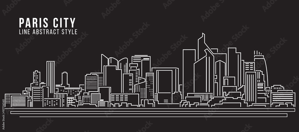 Cityscape Building Line art Vector Illustration design - Paris city