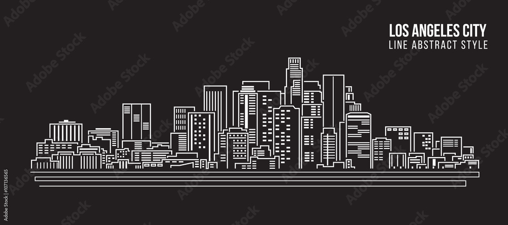 Fototapeta Cityscape Building Line art Vector Illustration design - Los Angeles City