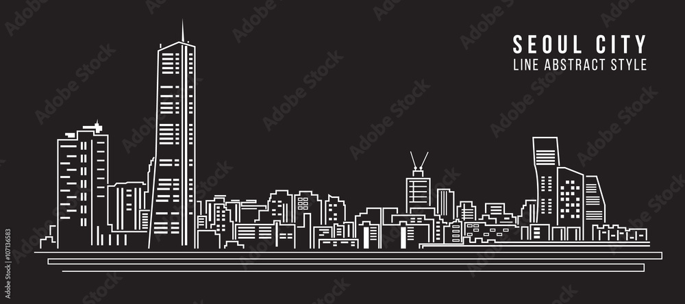 Cityscape Building Line art Vector Illustration design - Perth City
