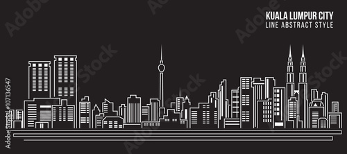 Cityscape Building Line art Vector Illustration design - Kuala Lumpur city