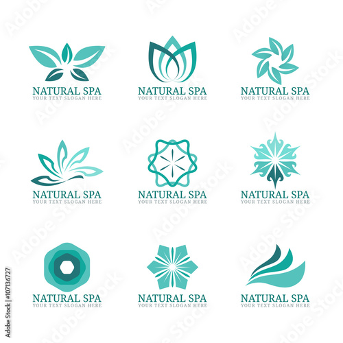 Flower and leaf logo vector set design for Beauty spa salon or hotel