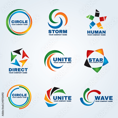 Circle logo storm logo human logo Direct logo Unite logo Star logo and Wave logo vector art design for business