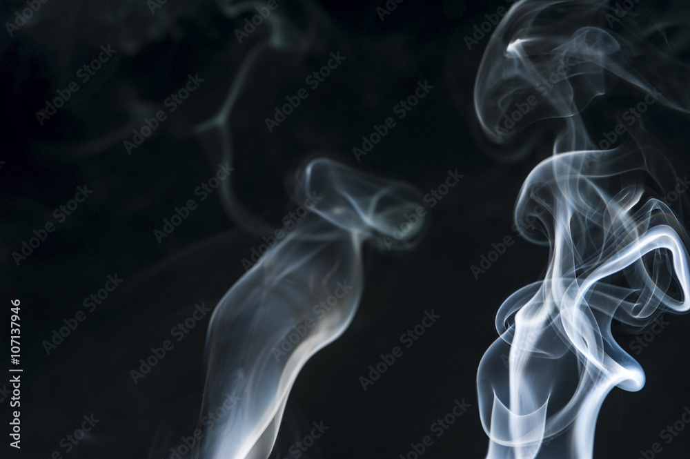Obraz premium White smoke on black background