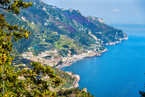 Fototapeta Naklejka Na Ścianę i Meble -  View of Maiori town on the Amalfi Coast