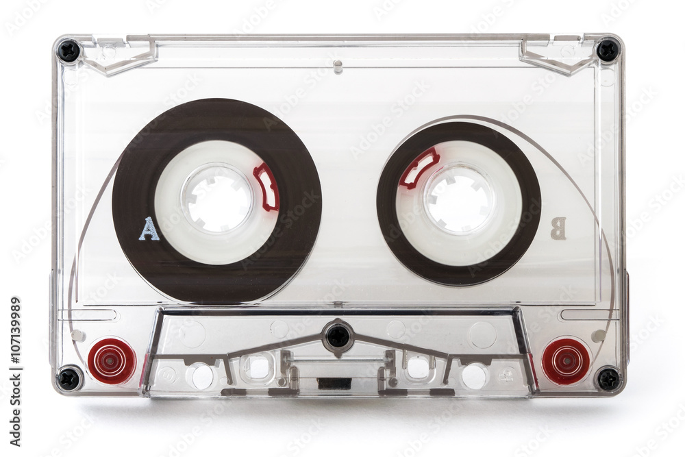Fototapeta premium Vintage audio cassette on white background