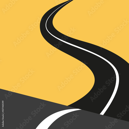 The road disappears in the distance. Vector.