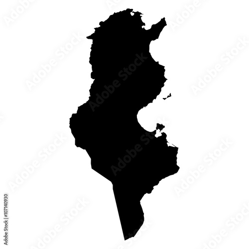 Tunisia black map on white background vector