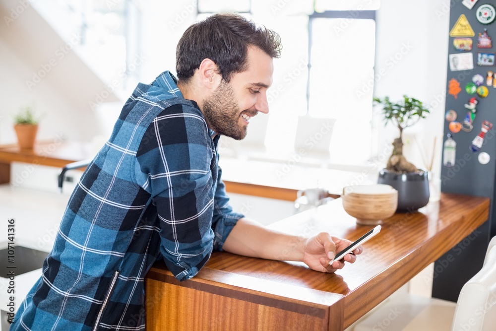Happy man using mobile phone Happy man using mobile phone