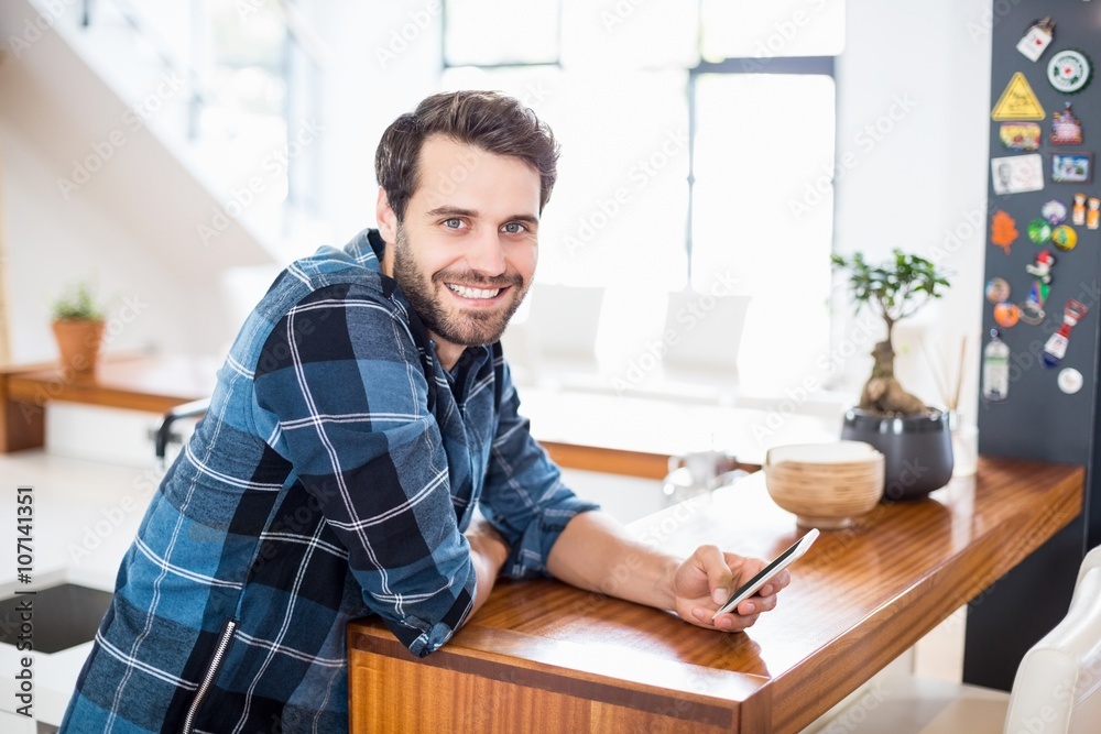 Portrait of happy man using mobile phone Portrait of happy man using mobile phone