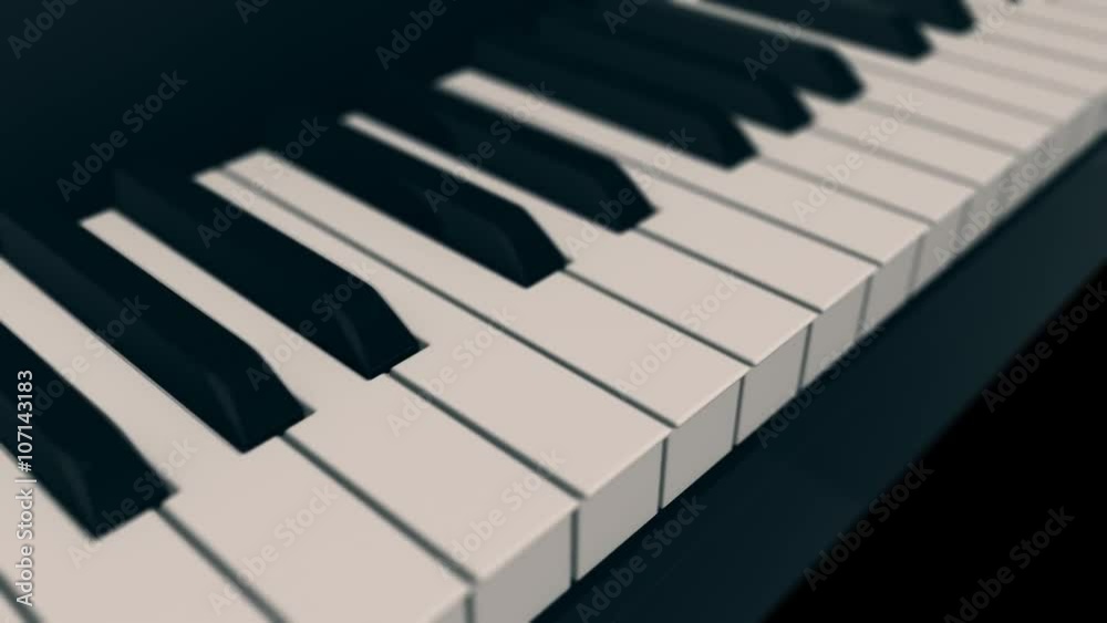 closeup panning of a piano keyboard (3d render) closeup panning of a piano keyboard (3d render)