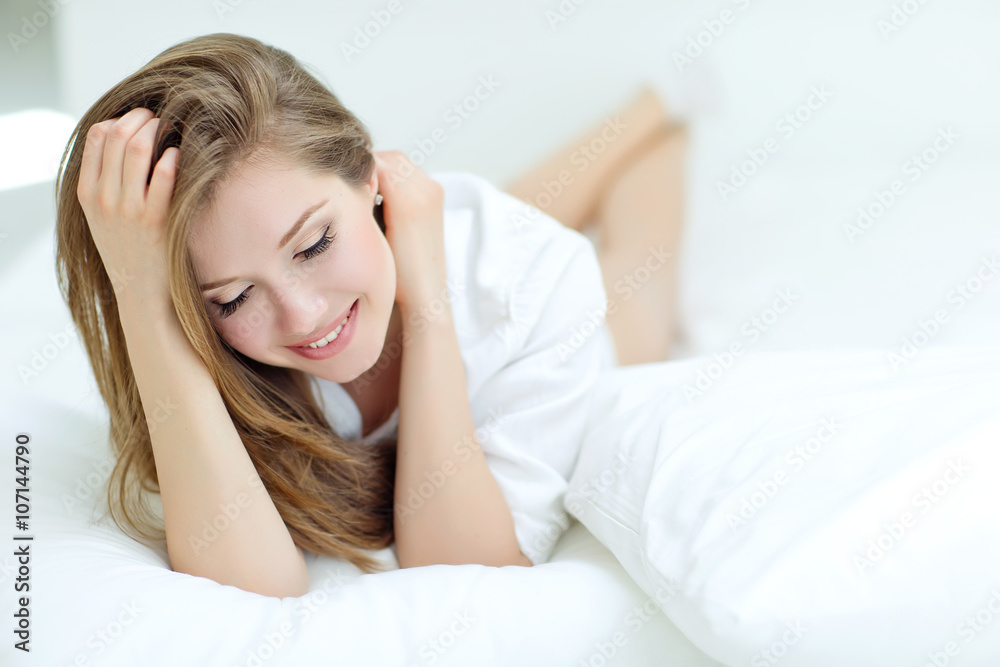Beautiful woman in the morning bed Beautiful woman in the morning bed