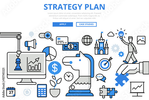 Strategy plan strategic business concept flat line art vector
