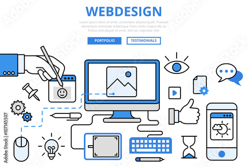Webdesign website design GUI concept flat line art vector icons