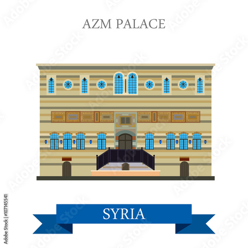 Azm Palace Damascus Syria vector flat attraction travel