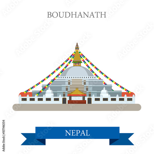 Boudhanath Kathmandu Nepal vector flat attraction sightseeing