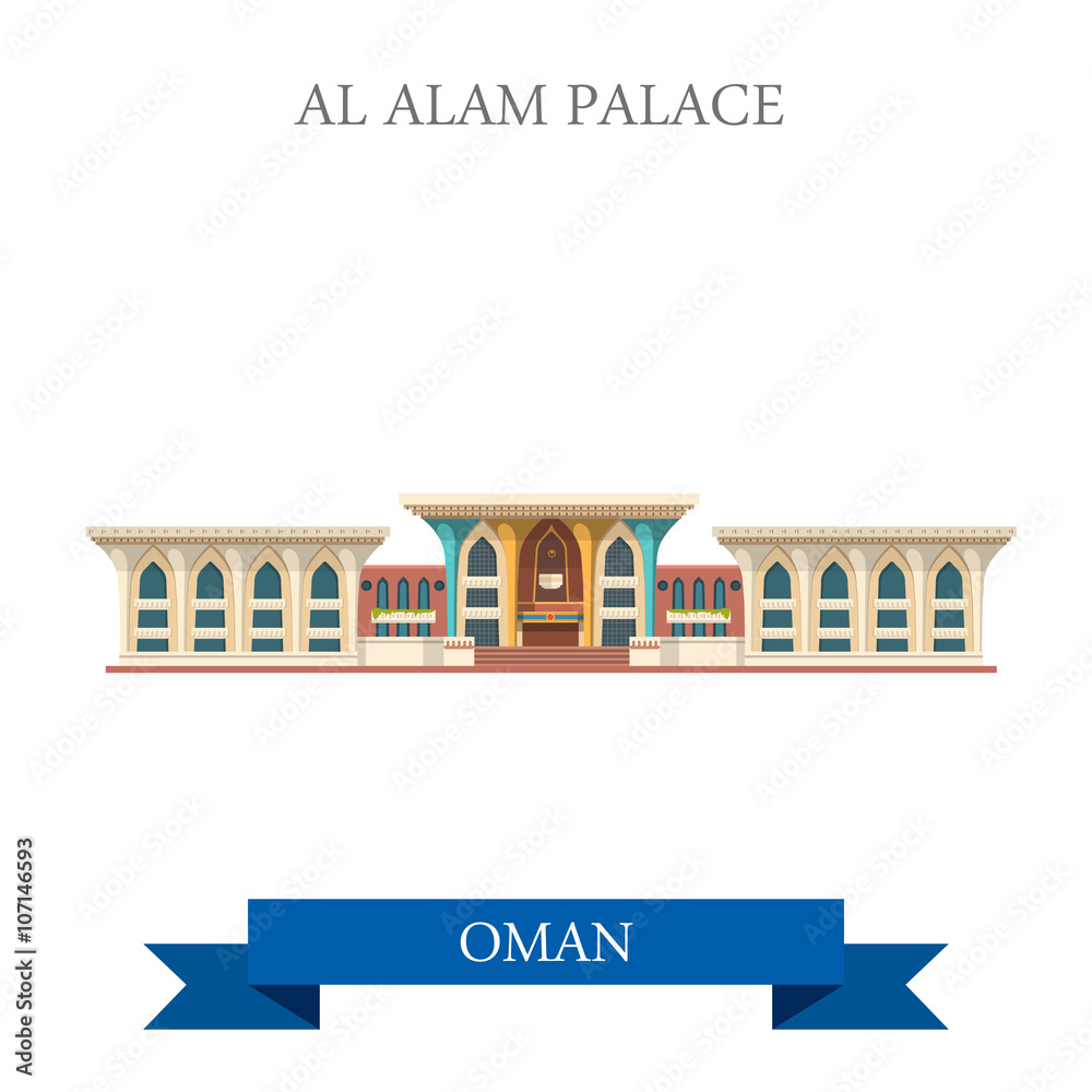 Al Alam Palace in Muscat Oman vector flat attraction travel