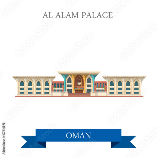 Al Alam Palace in Muscat Oman vector flat attraction travel