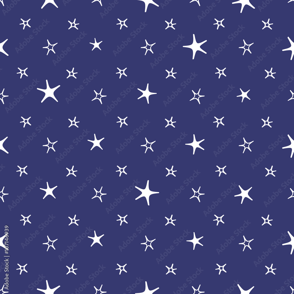 Seamless blue and white stars moon baby night background Seamless blue and white stars moon baby night background