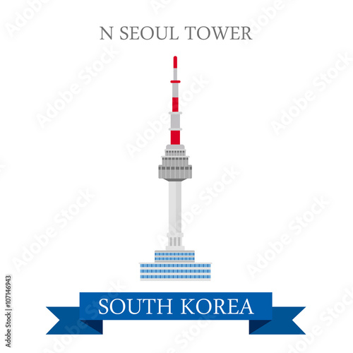 N Seoul Tower South Korea landmarks vector attraction travel