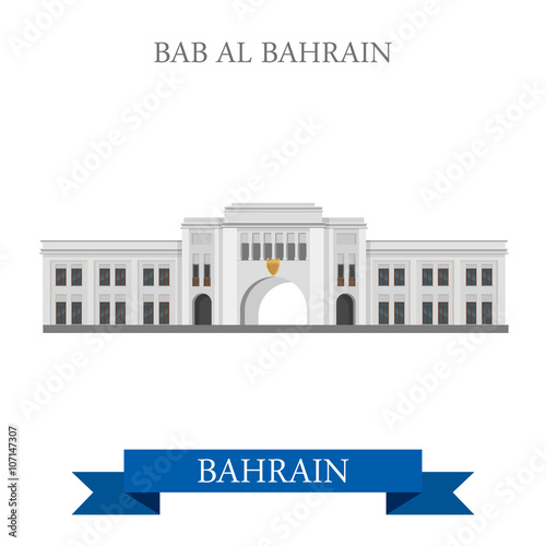 Bab Al Bahrain landmarks vector flat attraction travel